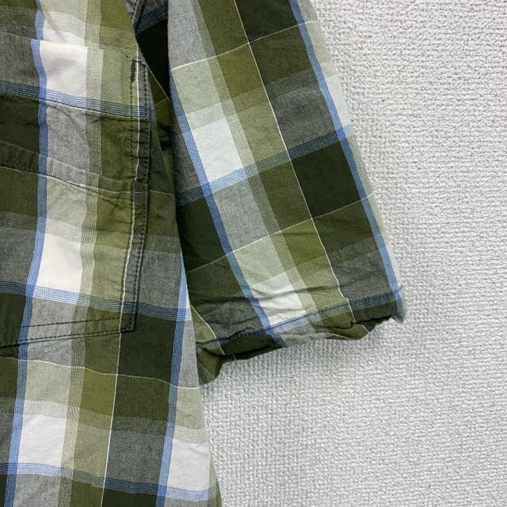 Carhartt　カーハート　半袖ボタンダウンシャツ　ラウンドシャツ　オンブレチェック　緑　グリーン　Lサイズ