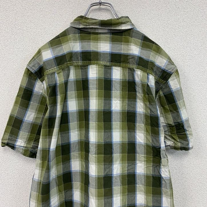 Carhartt　カーハート　半袖ボタンダウンシャツ　ラウンドシャツ　オンブレチェック　緑　グリーン　Lサイズ