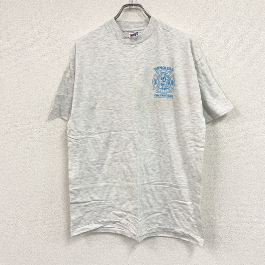 Hanes　ヘインズ　半袖プリントTシャツ　シングルステッチ　灰色　グレー　Lサイズ
