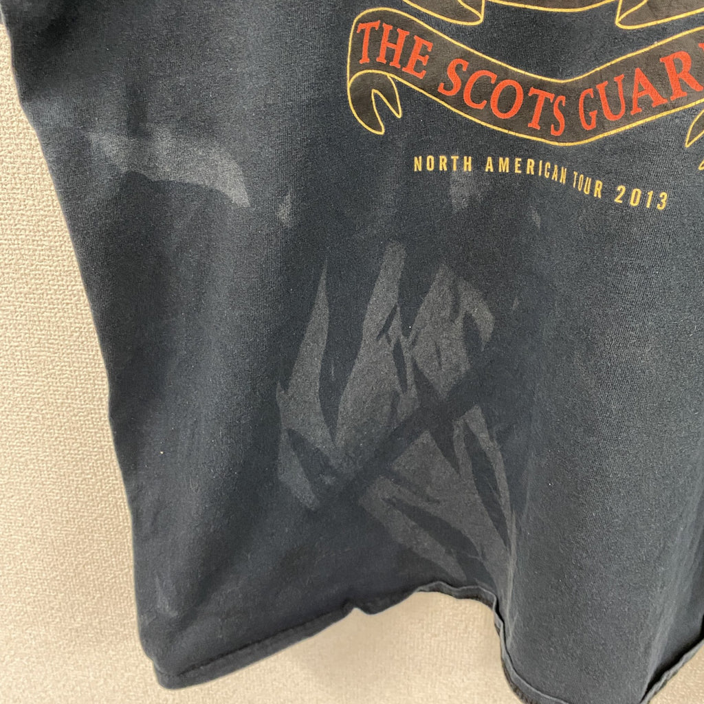 GILDAN　ギルダン　スコッツ・ガーズ　ザブラックウォッチ　半袖プリントTシャツ　バンT　アーチプリント　紺　ネイビー　XLサイズ