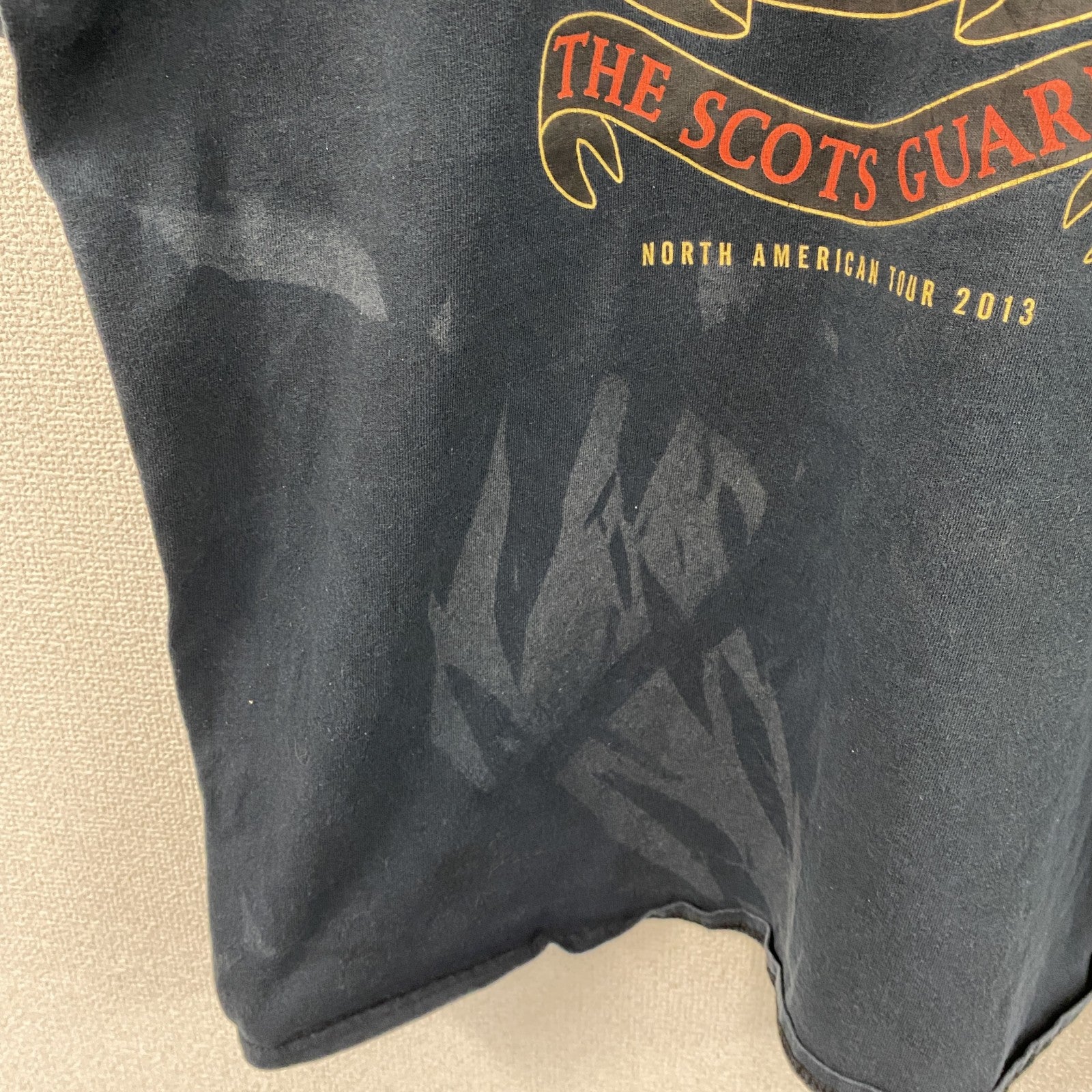 GILDAN　ギルダン　スコッツ・ガーズ　ザブラックウォッチ　半袖プリントTシャツ　バンT　アーチプリント　紺　ネイビー　XLサイズ