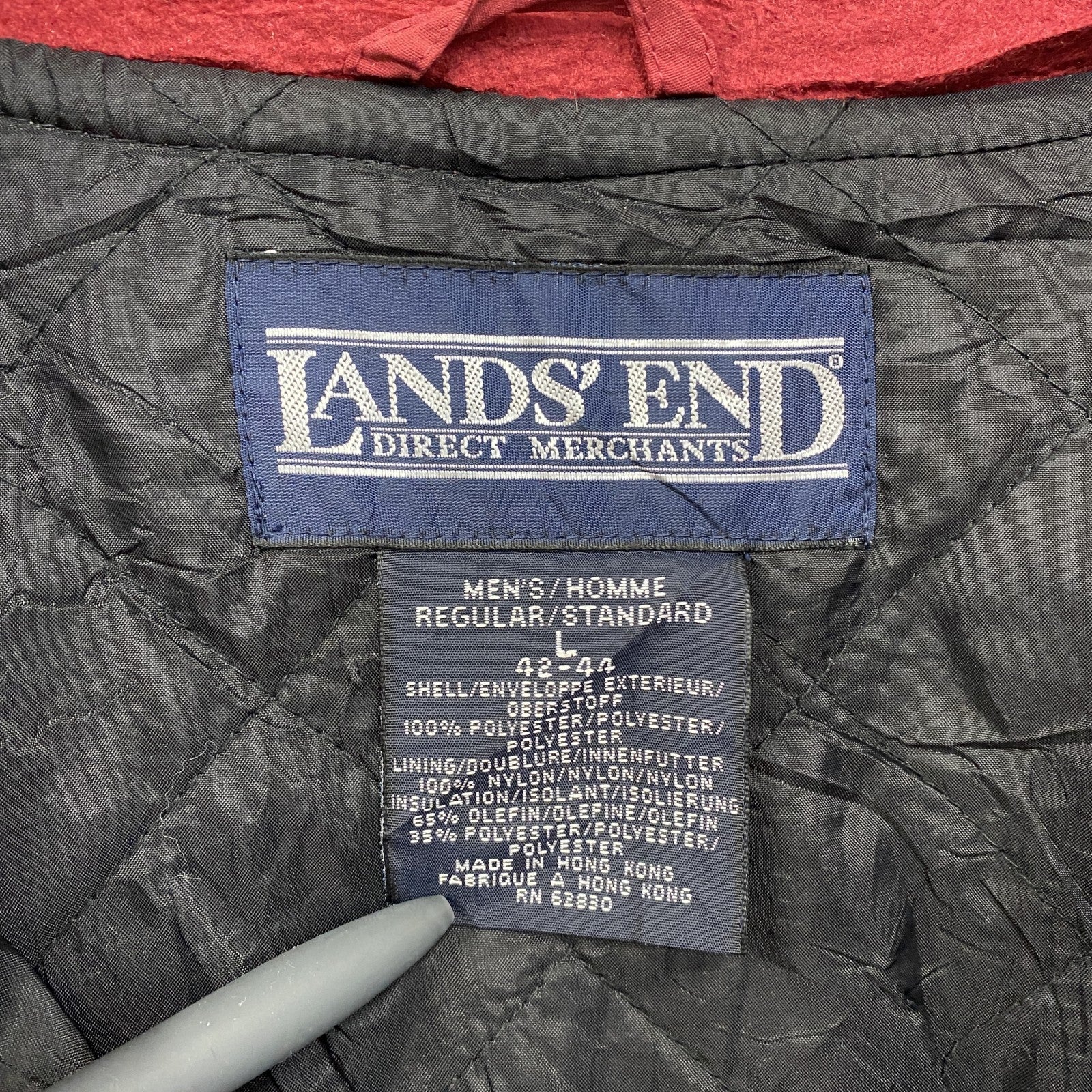 ～90s　LAND’S END　ランズエンド　フリースハンティングジャケット　ヴィンテージ　赤　レッド　Lサイズ