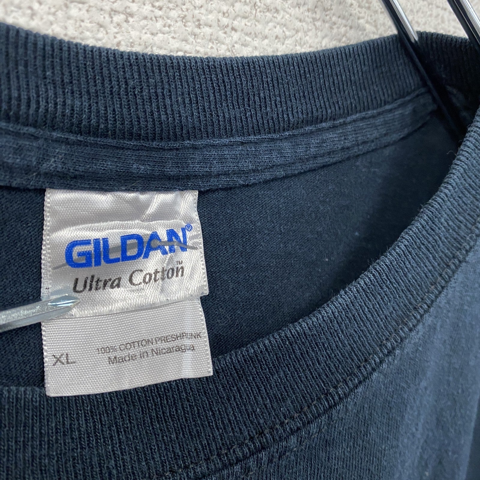 GILDAN　ギルダン　スコッツ・ガーズ　ザブラックウォッチ　半袖プリントTシャツ　バンT　アーチプリント　紺　ネイビー　XLサイズ