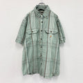 Carhartt　カーハート　半袖ボタンダウンシャツ　ラウンドシャツ　ダブルポケット　チェック柄　緑　グリーン　Lサイズ