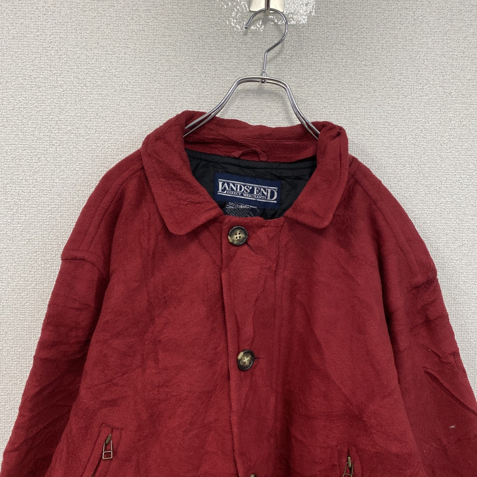 ～90s　LAND’S END　ランズエンド　フリースハンティングジャケット　ヴィンテージ　赤　レッド　Lサイズ