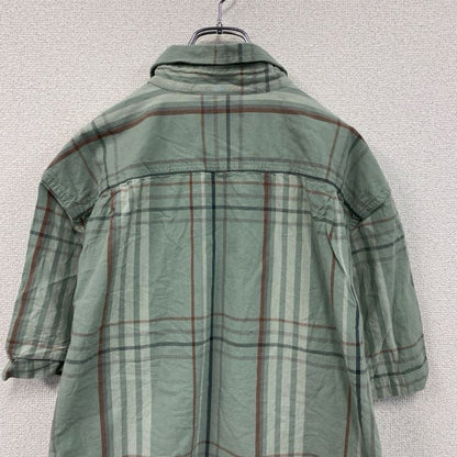 Carhartt　カーハート　半袖ボタンダウンシャツ　ラウンドシャツ　ダブルポケット　チェック柄　緑　グリーン　Lサイズ