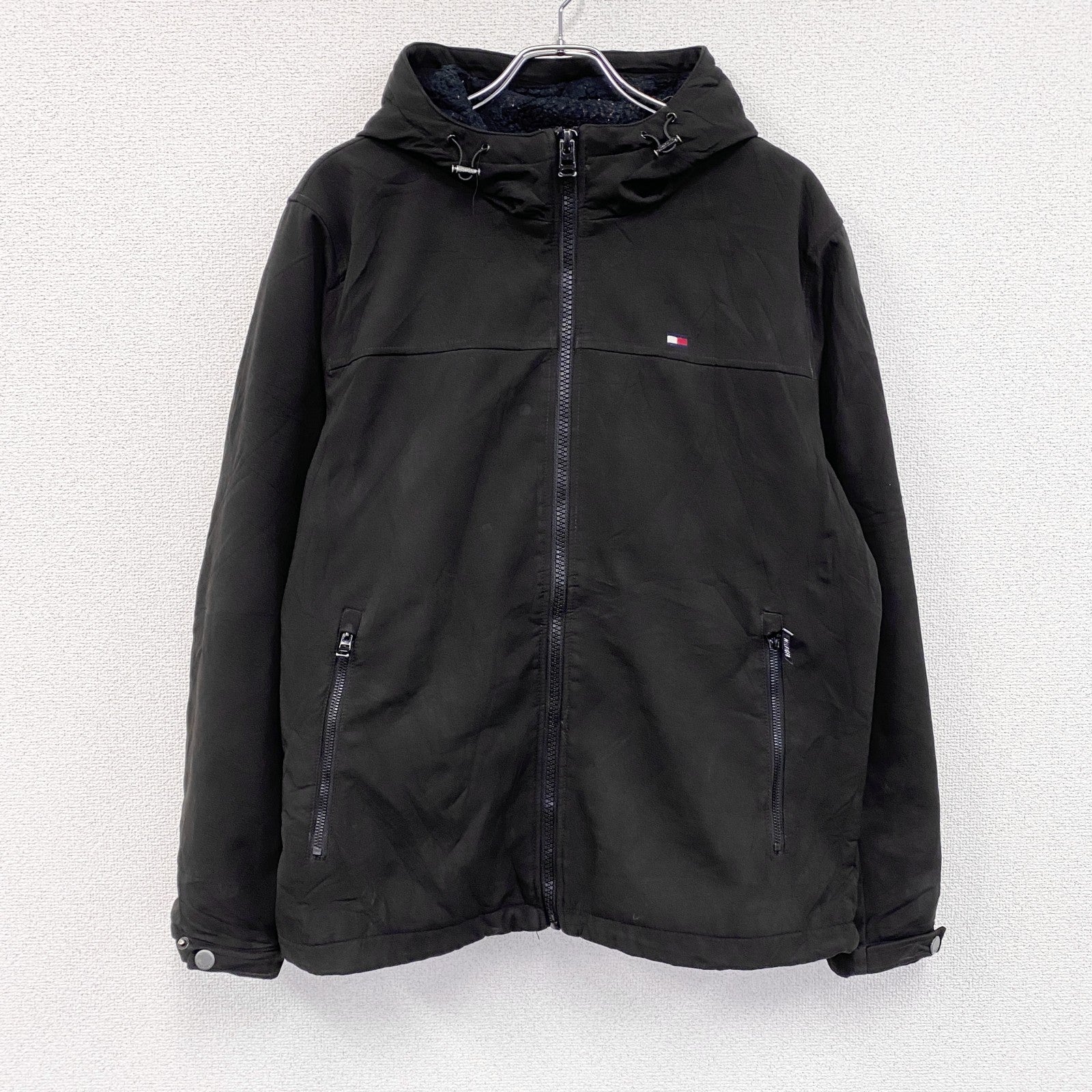 TOMMY HILFIGER　トミーヒルフィガー　フルジップジャケット　裏ボア　黒　ブラック　Lサイズ