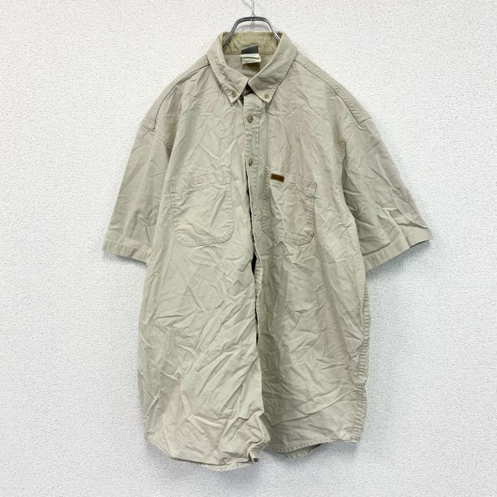Carhartt　カーハート　半袖ワークシャツ　ボタンダウンシャツ　ダブルポケット　ベージュ　XLサイズ