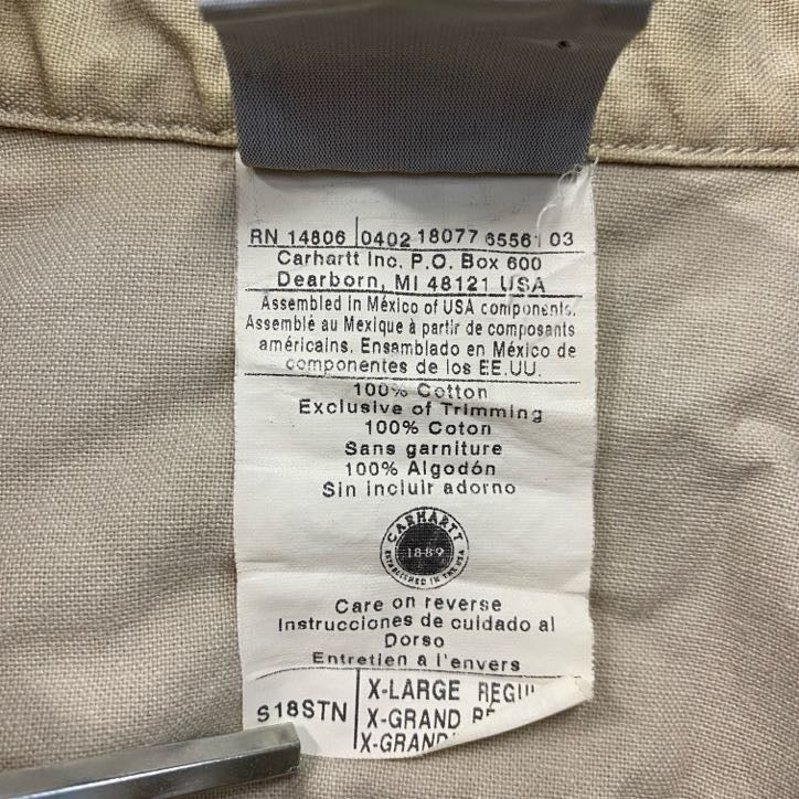 Carhartt　カーハート　半袖ワークシャツ　ボタンダウンシャツ　ダブルポケット　ベージュ　XLサイズ