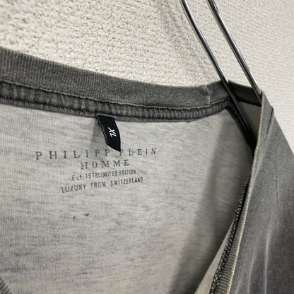 PILIPP PLEIN HOMME　半袖Tシャツ　ドクロ　ラインストーン　ダークグレー　XLサイズ