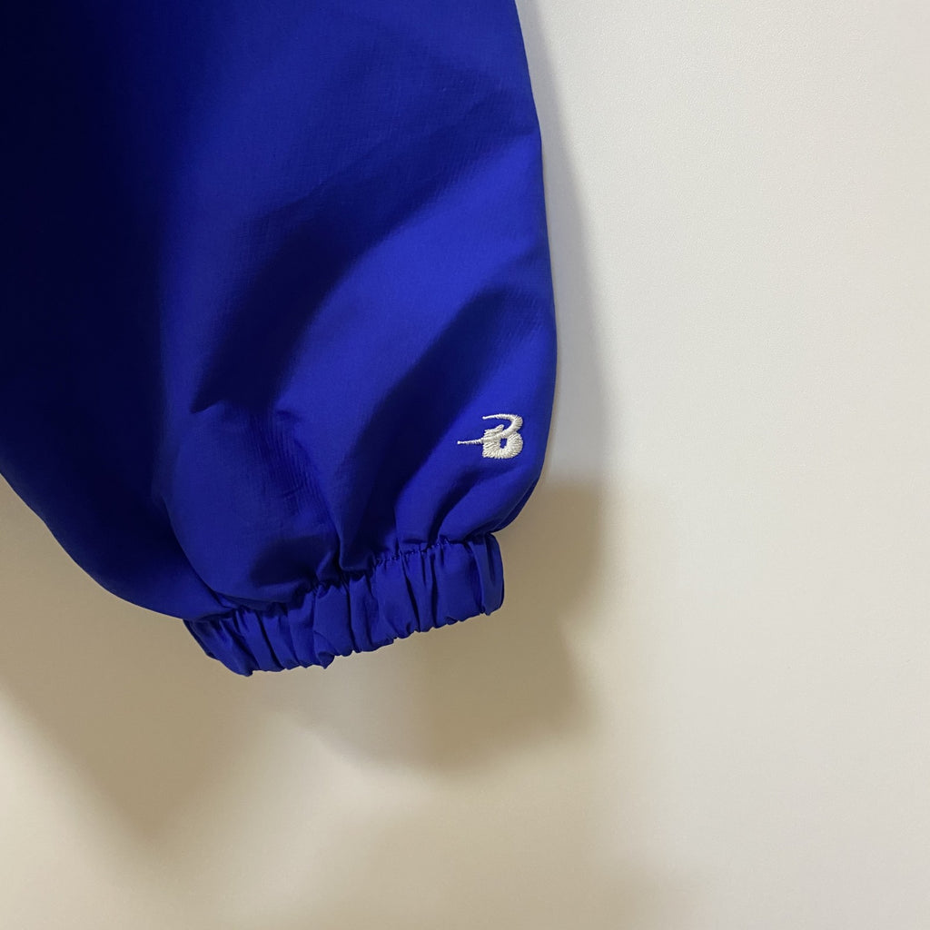 古着 used　Badgersport　長袖刺繍ハーフジップナイロンジャケット　ウィンドブレーカー　フットボール　青　XLサイズ