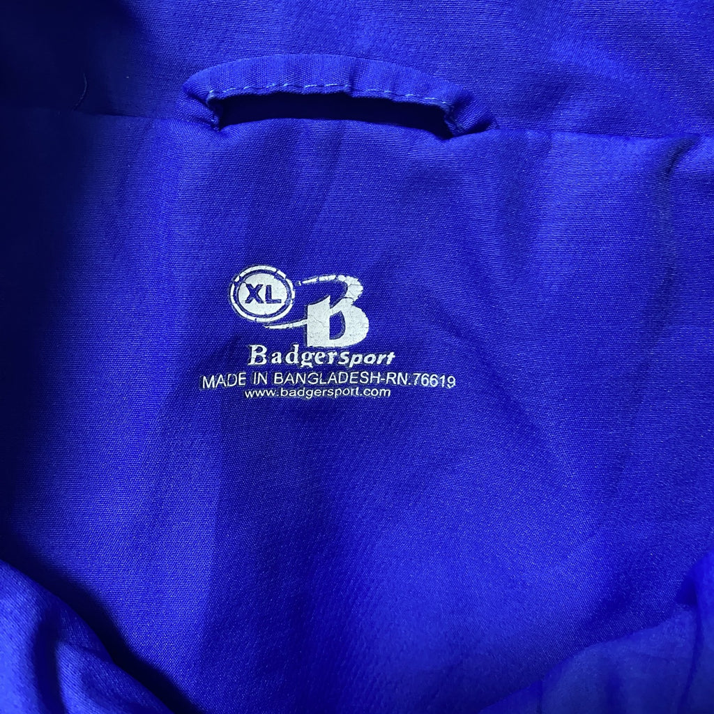 古着 used　Badgersport　長袖刺繍ハーフジップナイロンジャケット　ウィンドブレーカー　フットボール　青　XLサイズ