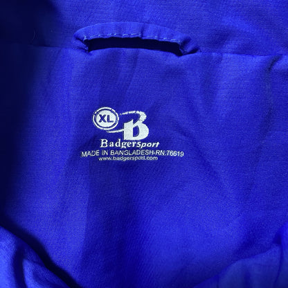 古着 used　Badgersport　長袖刺繍ハーフジップナイロンジャケット　ウィンドブレーカー　フットボール　青　XLサイズ
