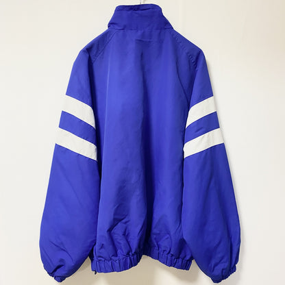 古着 used　Badgersport　長袖刺繍ハーフジップナイロンジャケット　ウィンドブレーカー　フットボール　青　XLサイズ