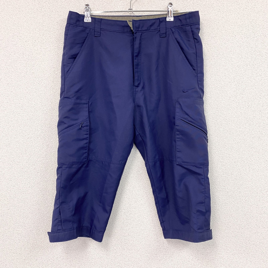 00s　NIKE　ナイキ　ナイロンハーフパンツ　クロップドパンツ　ヴィンテージ　紺　ネイビー　Lサイズ