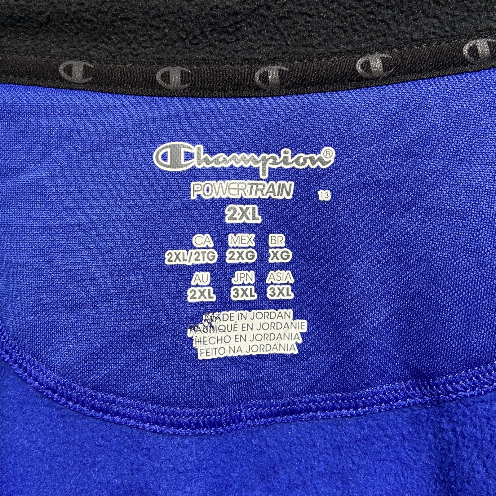 古着 used　Champion　チャンピオン　長袖フルジップトラックジャケット　ジャージ　 刺繍ロゴ　青　ブルー　2XLサイズ