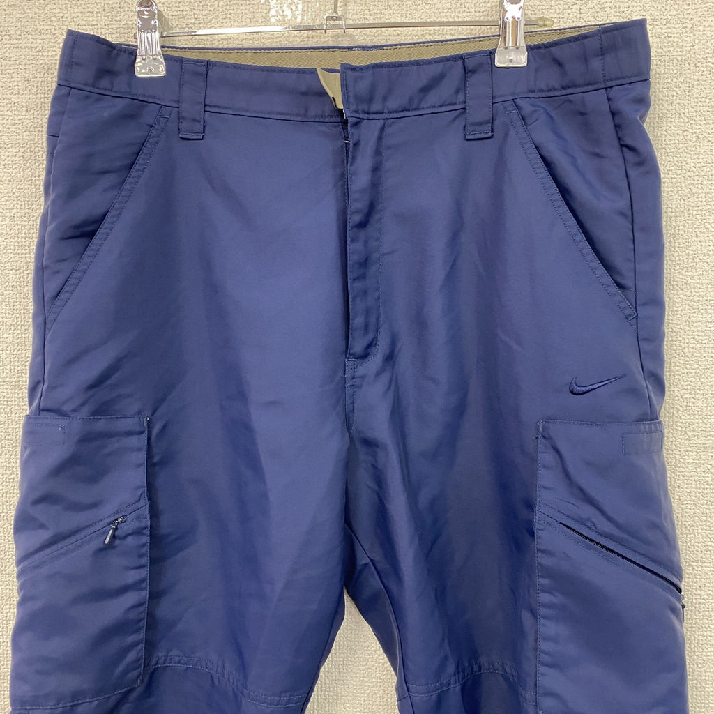 00s　NIKE　ナイキ　ナイロンハーフパンツ　クロップドパンツ　ヴィンテージ　紺　ネイビー　Lサイズ