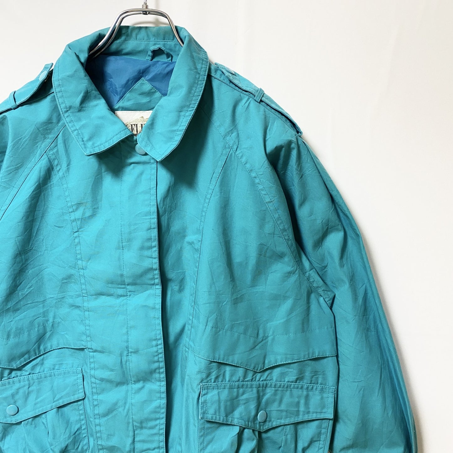 古着 used　Fleet Street　長袖スイングトップジャケット　ブルゾン　ヴィンテージ　vintage　ターコイズ