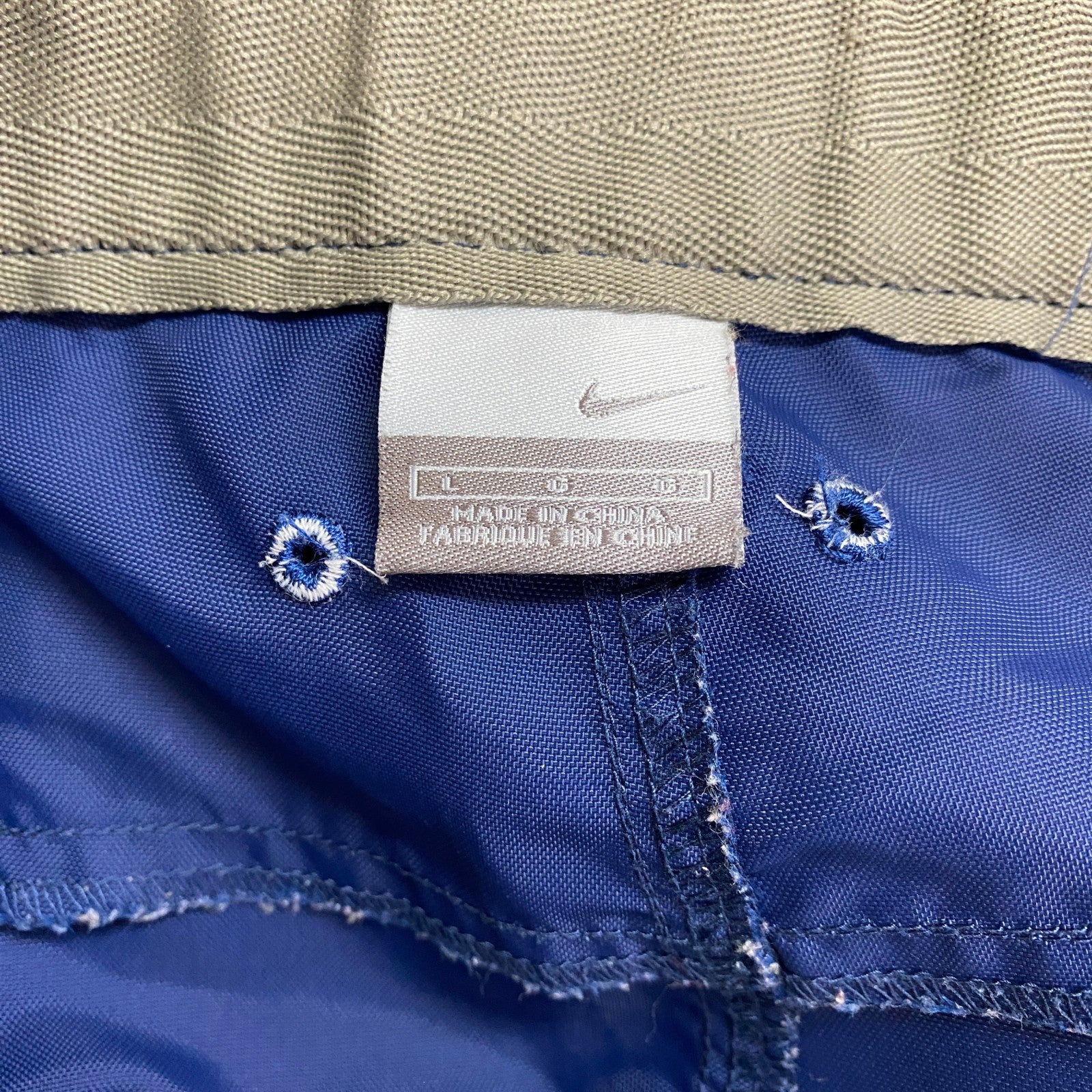 00s　NIKE　ナイキ　ナイロンハーフパンツ　クロップドパンツ　ヴィンテージ　紺　ネイビー　Lサイズ