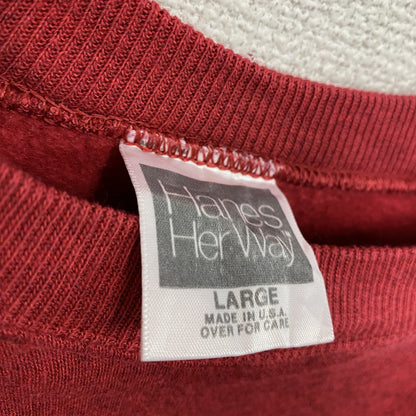90s　Hanes Her Way　ヘインズ　スウェット/トレーナー　ラグランスリーブ　赤　レッド　Lサイズ