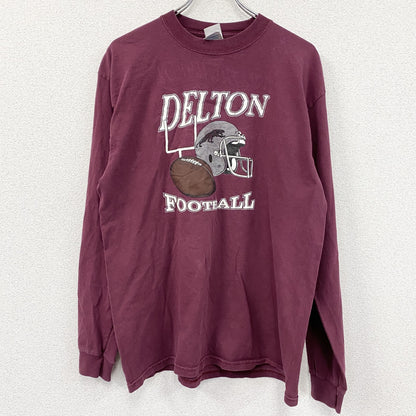00s　GILDAN　ギルダン　長袖Tシャツ/ロンT　FOOTBALL　ヴィンテージ　ワインレッド　Lサイズ