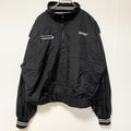 古着 used　BRINE　長袖ハーフジップナイロンスタジャン　ハイネックプルオーバー　刺繡デザイン　ホッケー　黒　XLサイズ