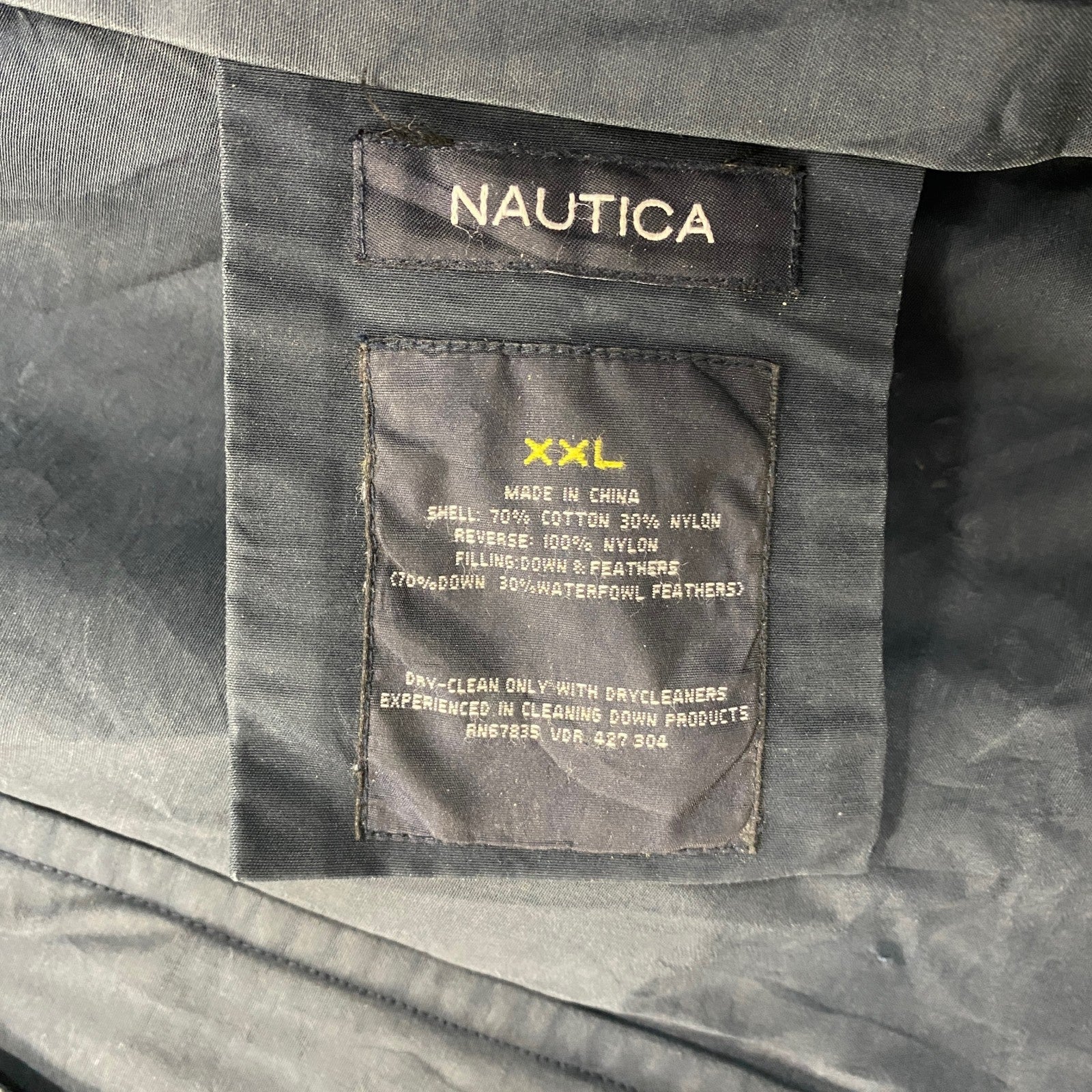 NAUTICA　ノーティカ　リバーシブルダウンジャケット　紺　ネイビー　イエロー　2XLサイズ