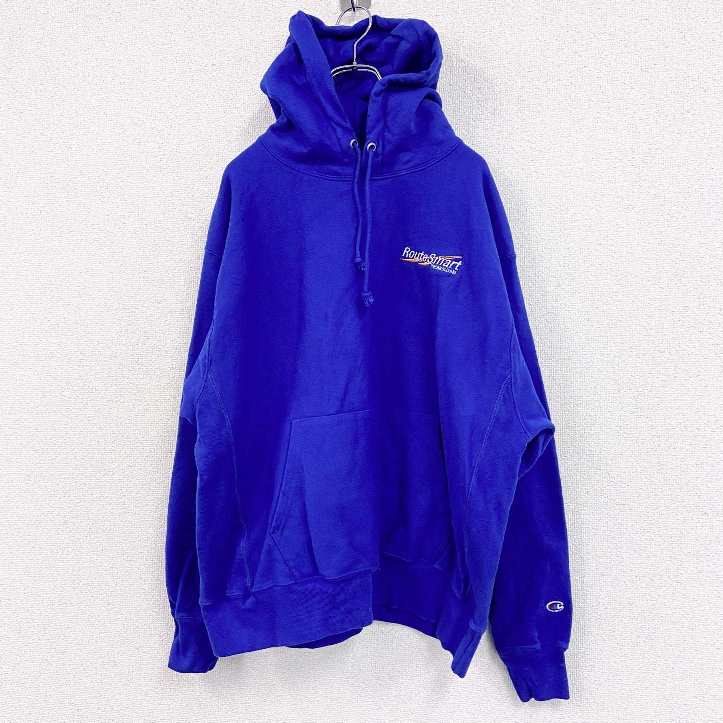 Champion　チャンピオン　リバースウィーブ　スウェットパーカー/フーディー　刺繡ロゴ　青　ブルー　XLサイズ