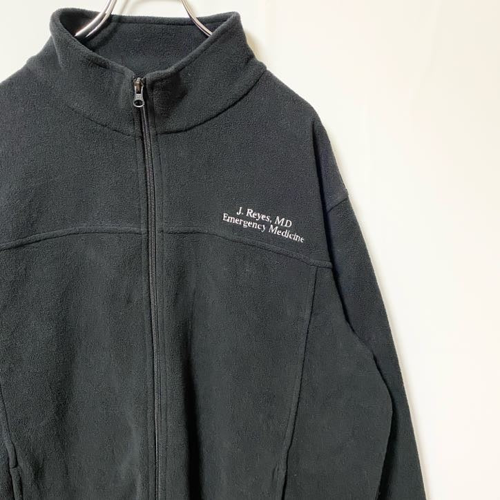 古着 used　Bass Pro Shops　長袖フルジップフリースジャケット　ワンポイントロゴ刺繍　ノームコア　黒　Lサイズ