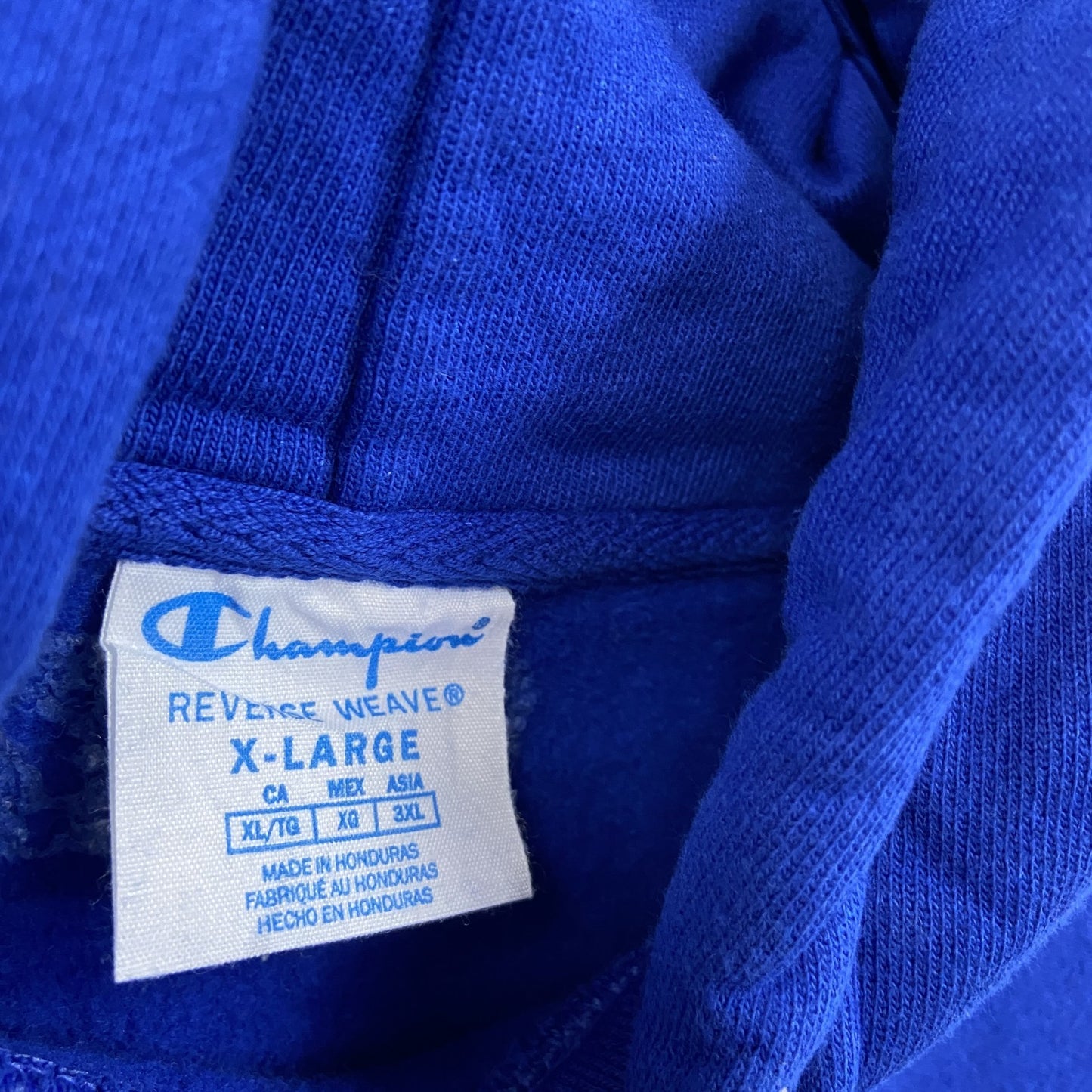Champion　チャンピオン　リバースウィーブ　スウェットパーカー/フーディー　刺繡ロゴ　青　ブルー　XLサイズ