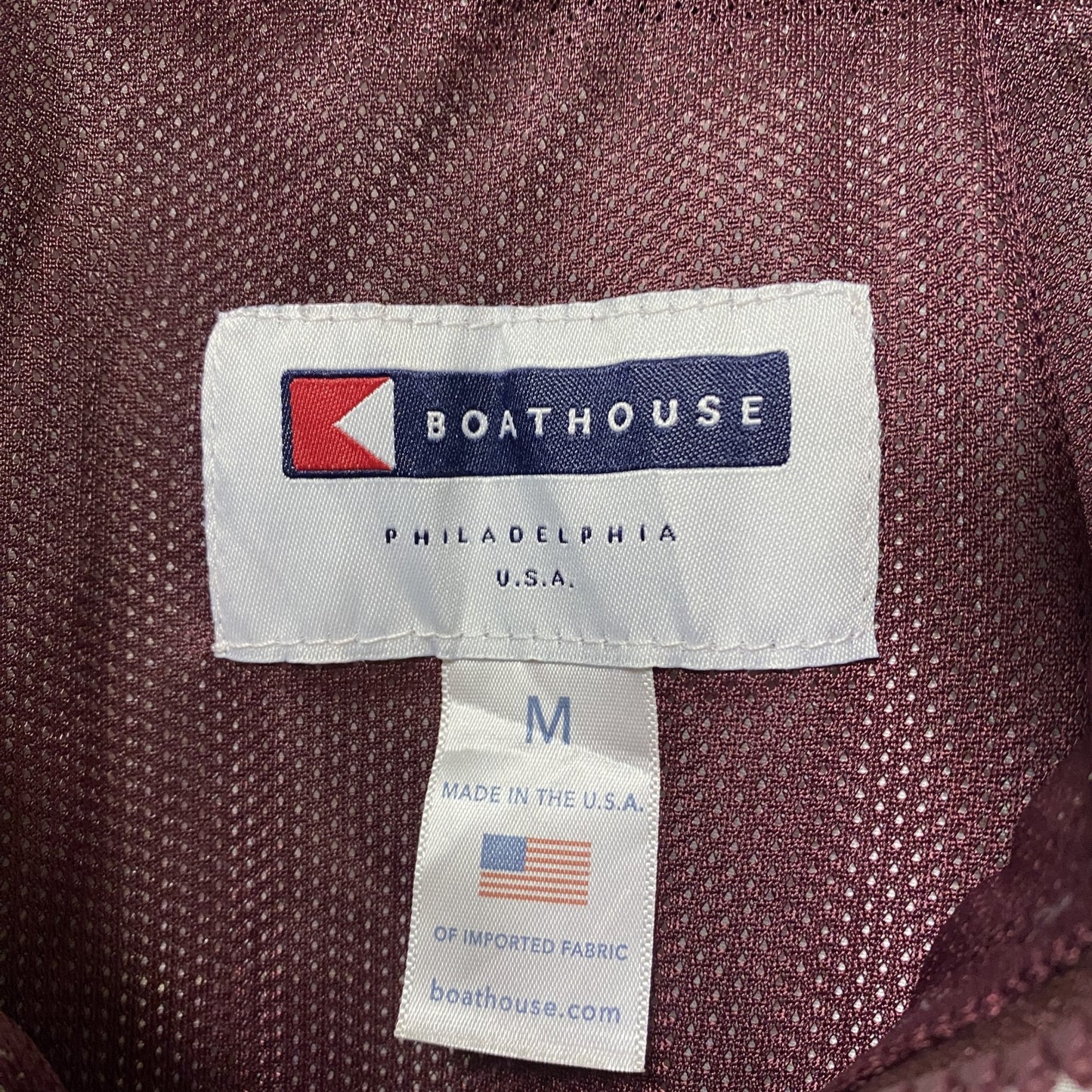 古着 used　USA製　BOATHOUSE　長袖ハーフジップナイロンジャケット　ハイネック　チャールストン　赤　白　Mサイズ