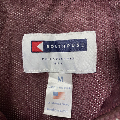 古着 used　USA製　BOATHOUSE　長袖ハーフジップナイロンジャケット　ハイネック　チャールストン　赤　白　Mサイズ
