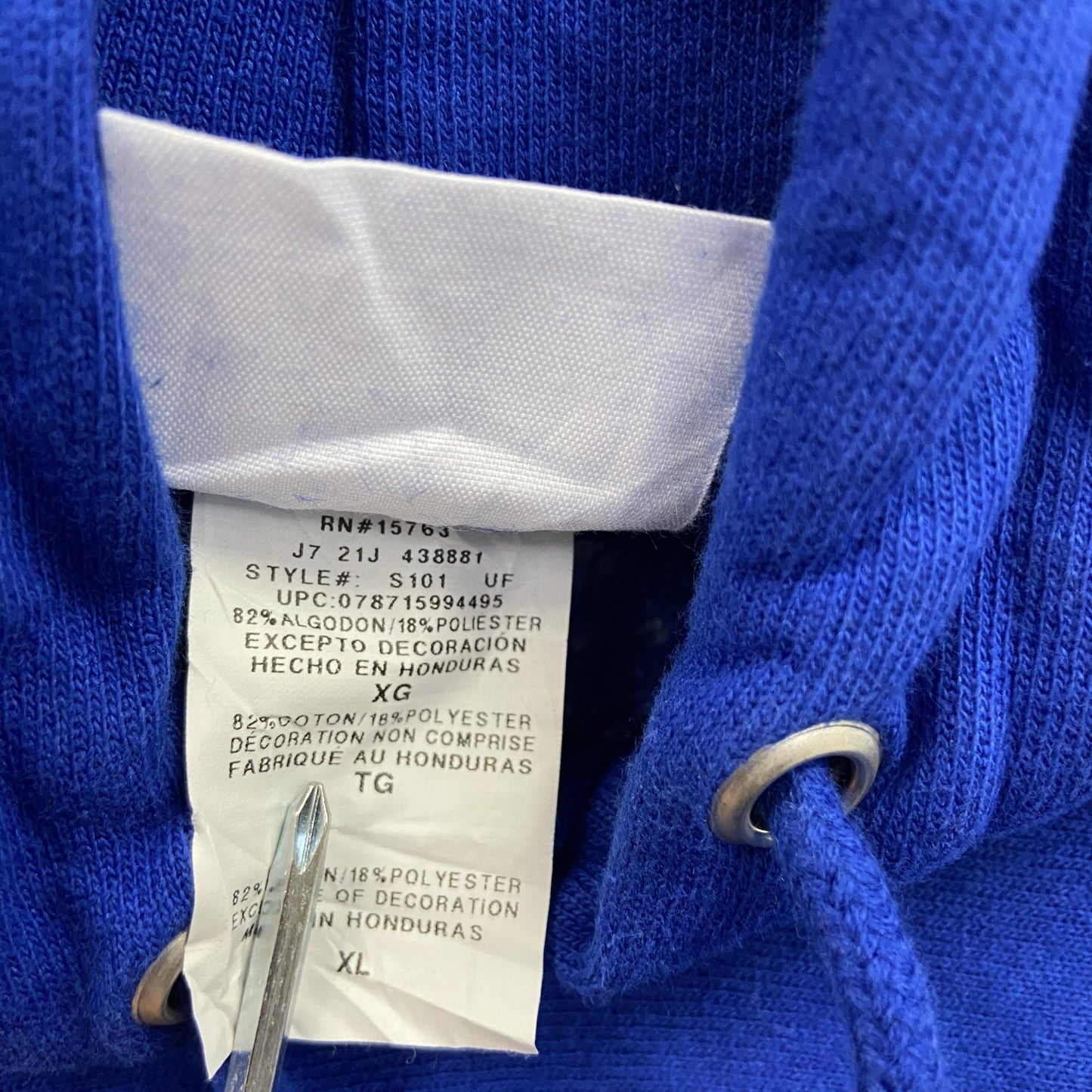 Champion　チャンピオン　リバースウィーブ　スウェットパーカー/フーディー　刺繡ロゴ　青　ブルー　XLサイズ