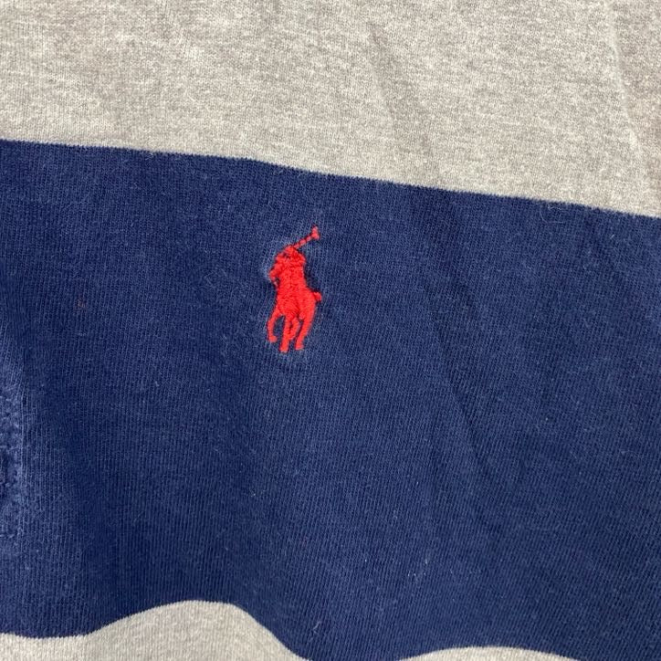 POLO RALPH LAUREN　ポロラルフローレン　長袖ポロシャツ　ボーダー　紺　ネイビー　グレー　L(14-16)サイズ