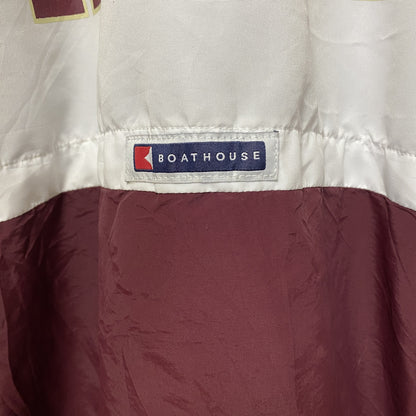 古着 used　USA製　BOATHOUSE　長袖ハーフジップナイロンジャケット　ハイネック　チャールストン　赤　白　Mサイズ