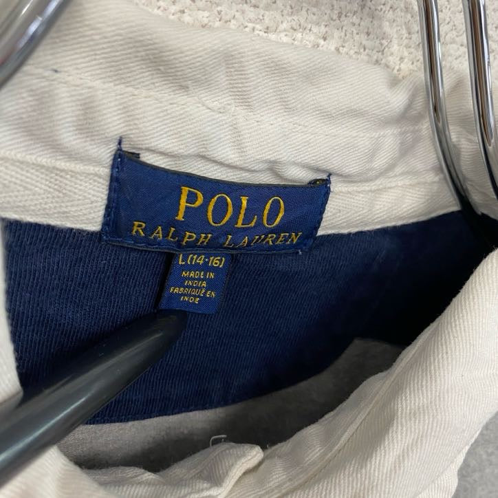 POLO RALPH LAUREN　ポロラルフローレン　長袖ポロシャツ　ボーダー　紺　ネイビー　グレー　L(14-16)サイズ