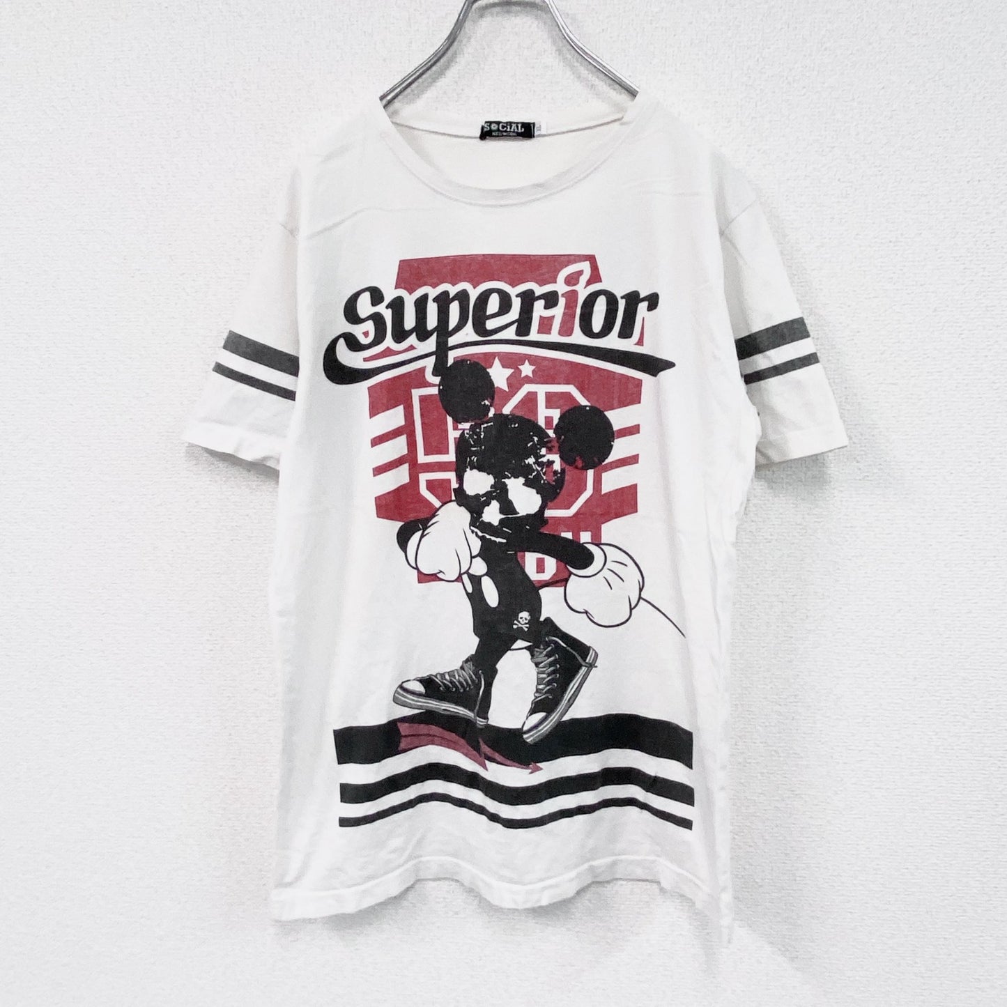 SOCIAL　半袖プリントTシャツ　キャラT　ミッキーマウス　白　ホワイト　XLサイズ