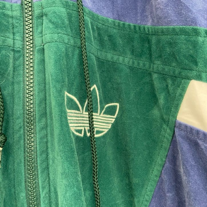 ～90s　adidas　アディダス　フーデットベロアトラックジャケット/ジャージ　紺　ネイビー　Mサイズ