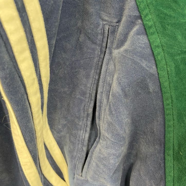 ～90s　adidas　アディダス　フーデットベロアトラックジャケット/ジャージ　紺　ネイビー　Mサイズ