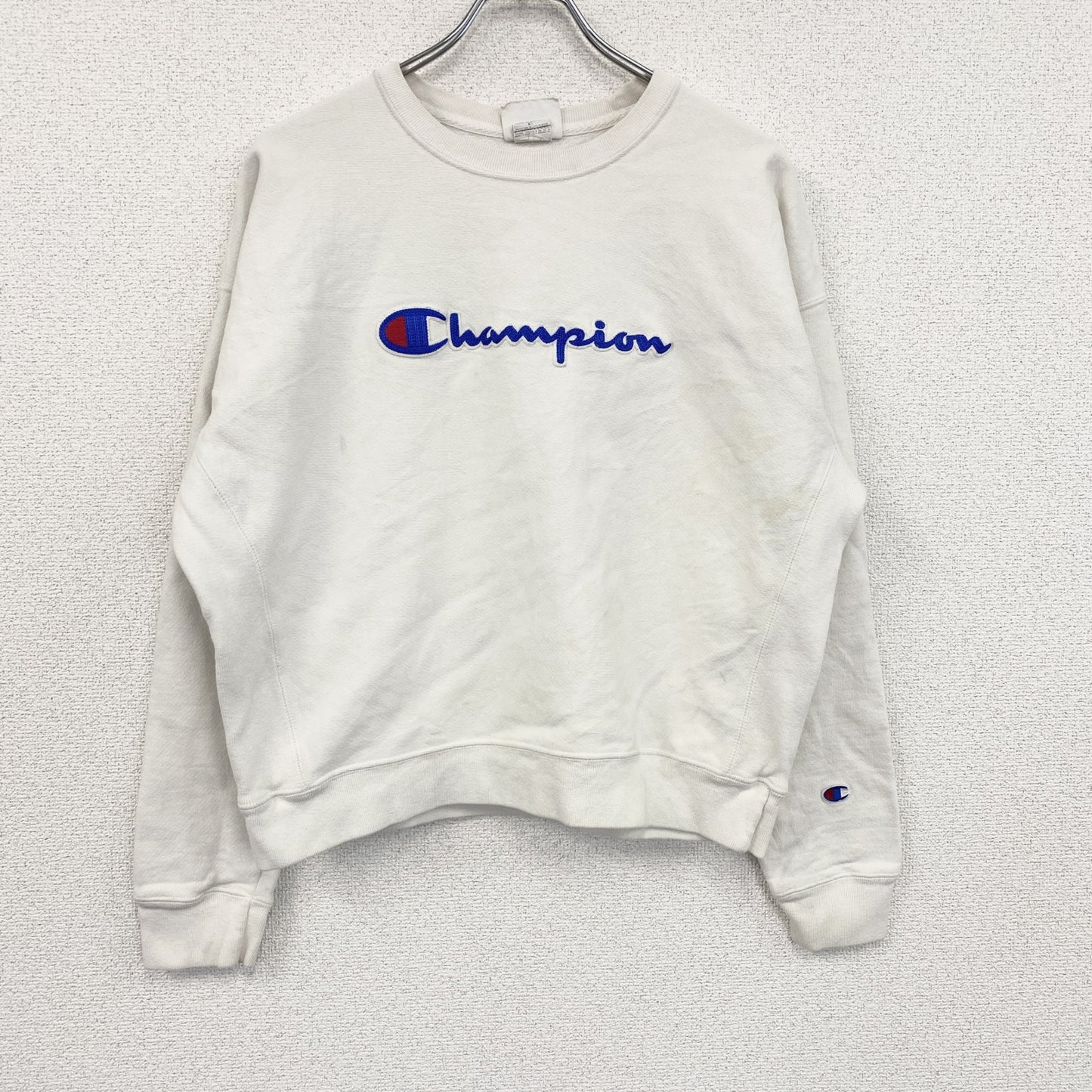 Champion　チャンピオン　リバースウィーブ　スウェット/トレーナー　刺繍ロゴ　デカロゴ　現行　白　ホワイト　XLサイズ