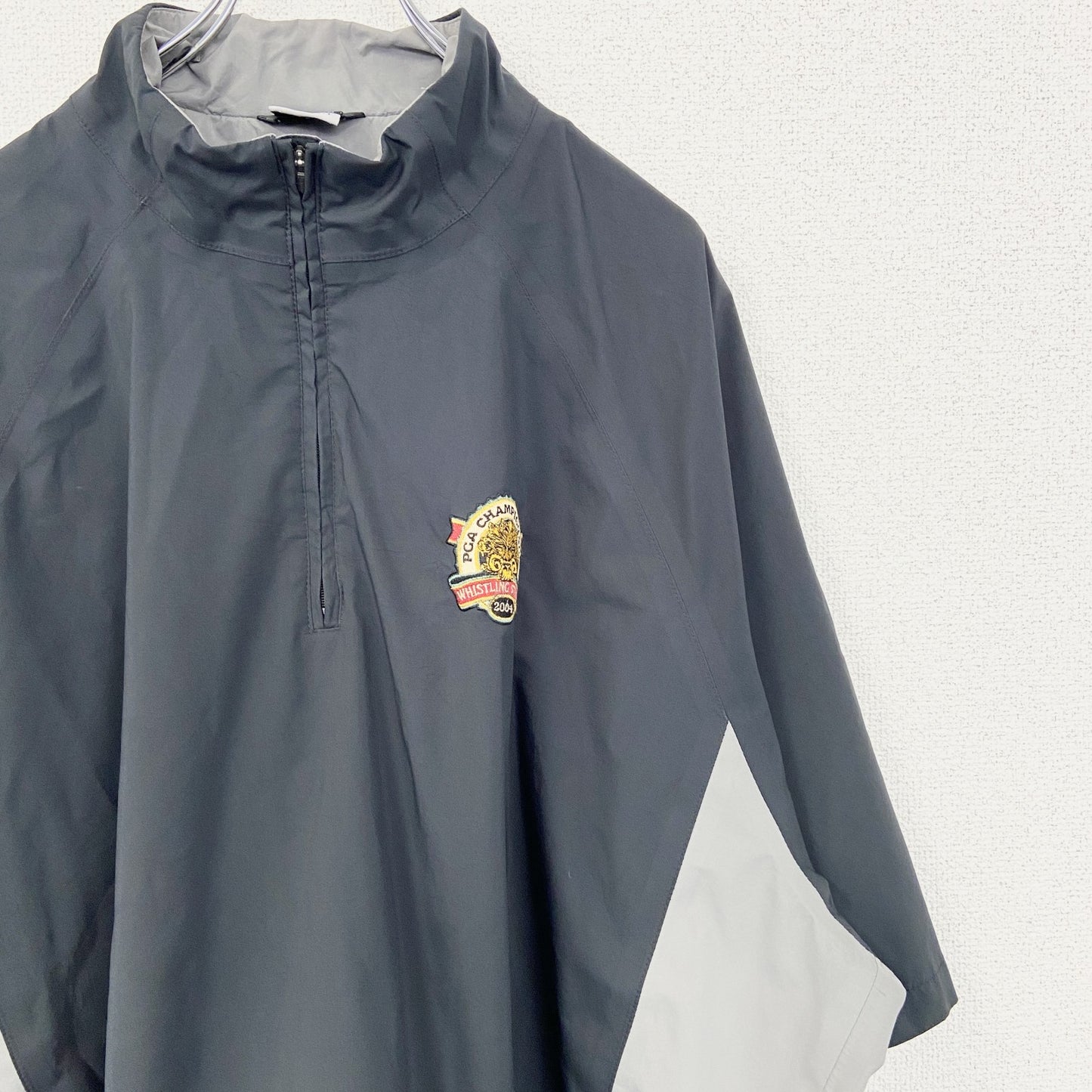 古着 used　NIKE GOLF　半袖ハーフジップポイント刺繍ナイロンジャケット　PCA CHAMPIONSHIP　2XLサイズ