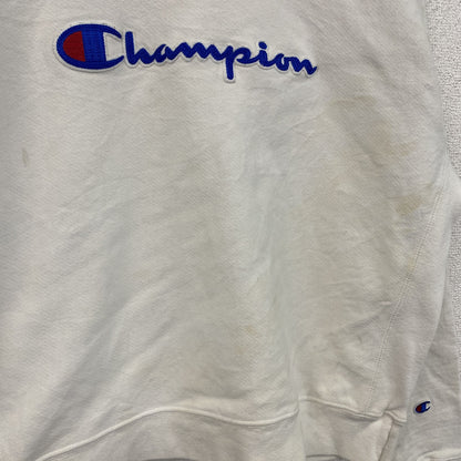 Champion　チャンピオン　リバースウィーブ　スウェット/トレーナー　刺繍ロゴ　デカロゴ　現行　白　ホワイト　XLサイズ