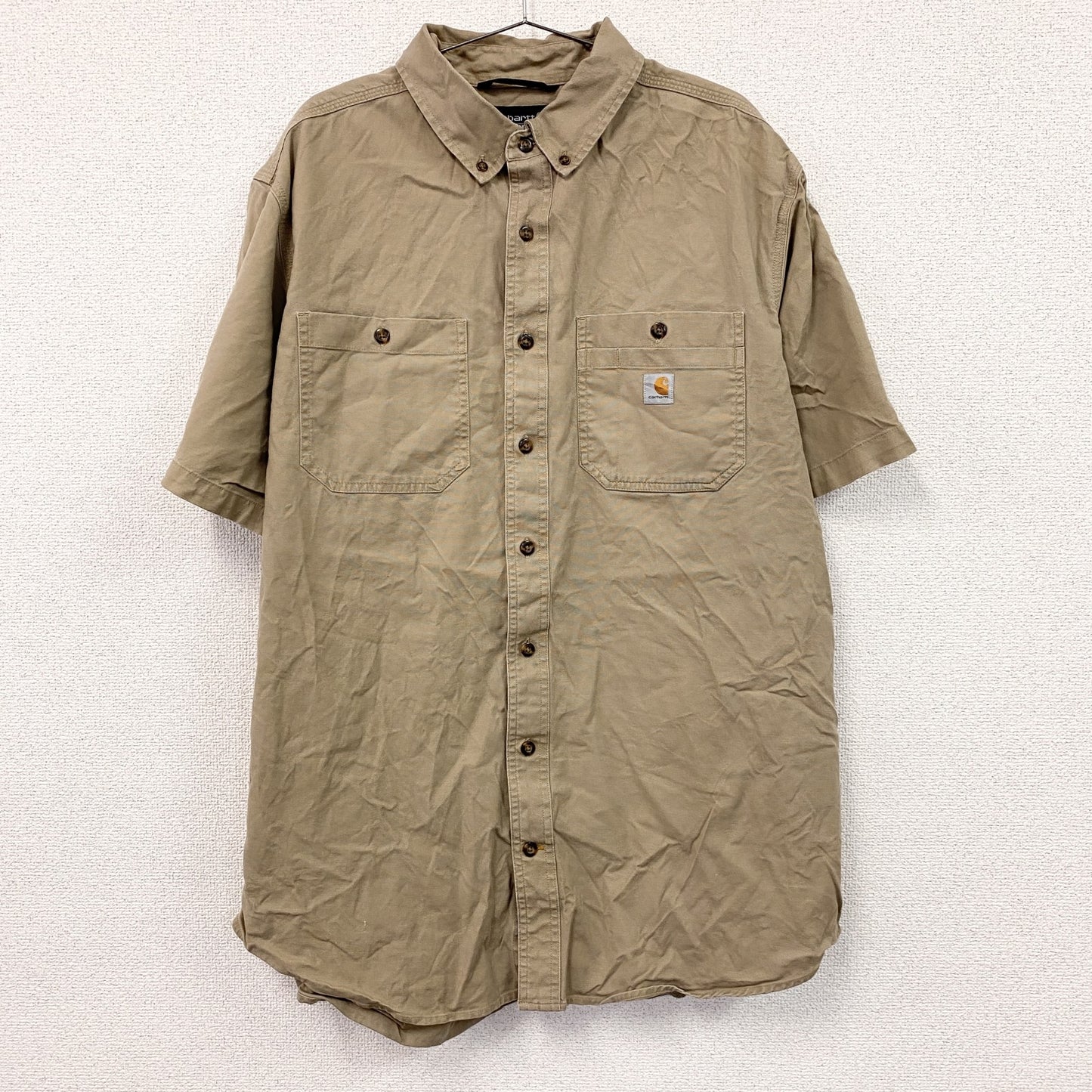 Carhartt　カーハート　半袖ボタンダウンシャツ　ワークシャツ　ダブルポケット　ベージュ　XLサイズ