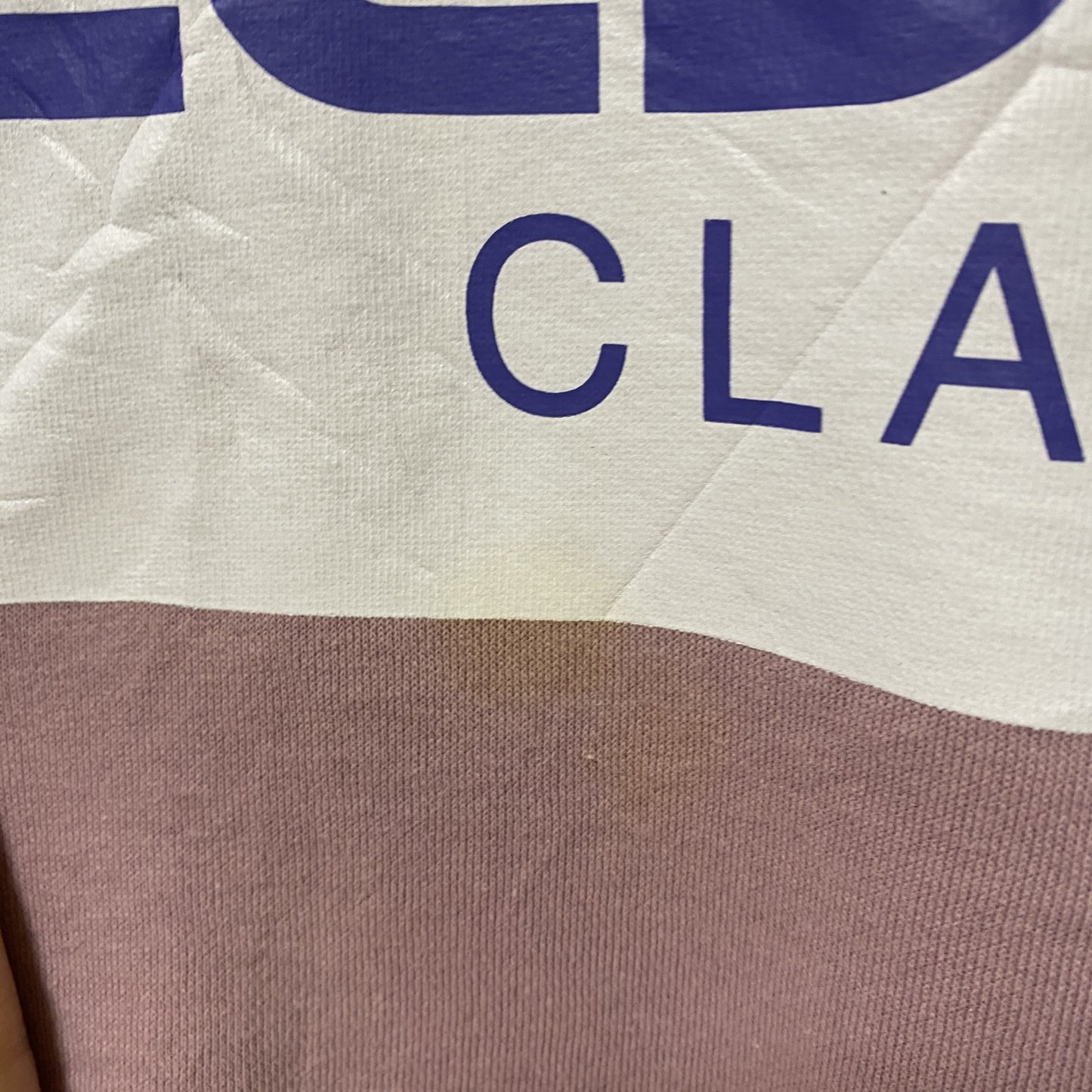 古着 used　Reebok　長袖プリントロゴデザインスウェット　トレーナー　クルーネック　ピンク　白　紫　トライカラー　Lサイズ