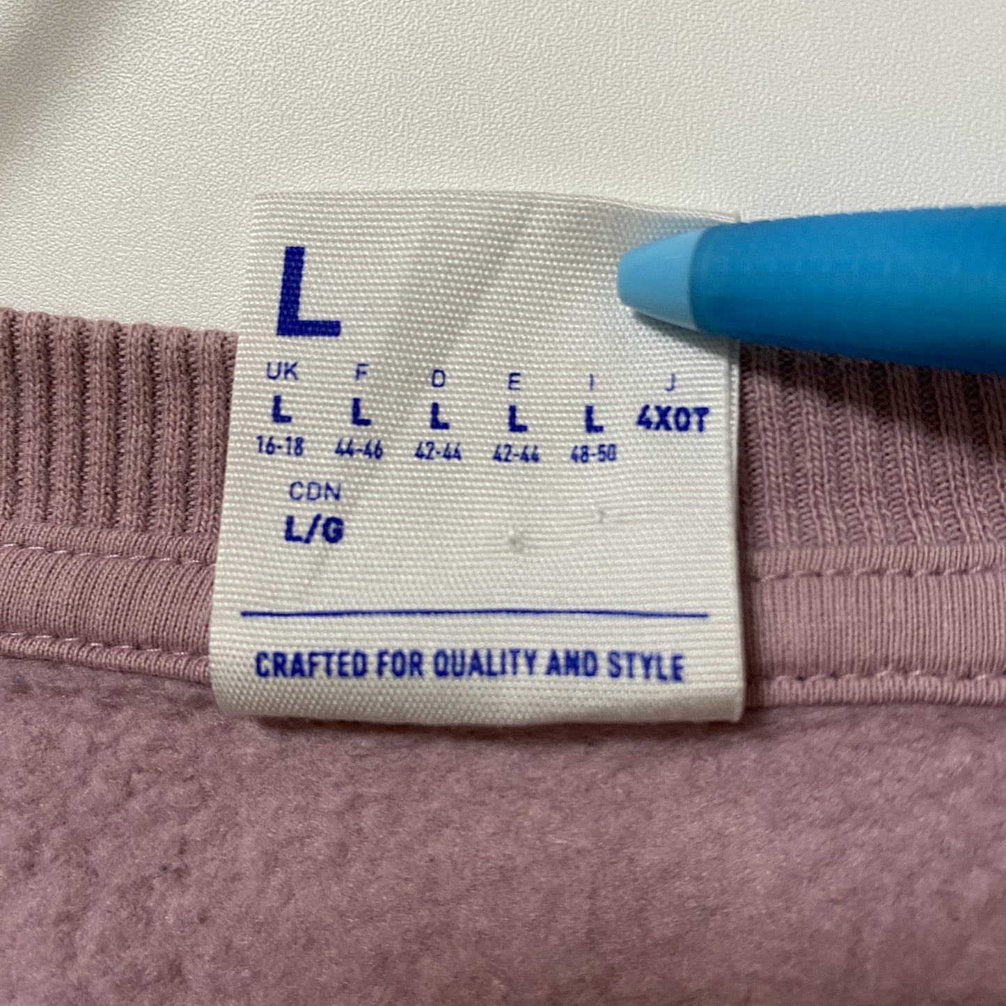 古着 used　Reebok　長袖プリントロゴデザインスウェット　トレーナー　クルーネック　ピンク　白　紫　トライカラー　Lサイズ