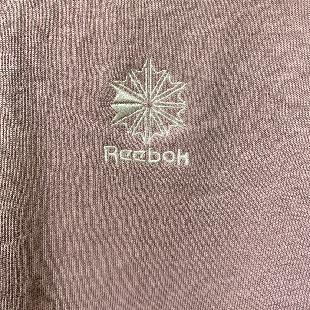 古着 used　Reebok　長袖プリントロゴデザインスウェット　トレーナー　クルーネック　ピンク　白　紫　トライカラー　Lサイズ