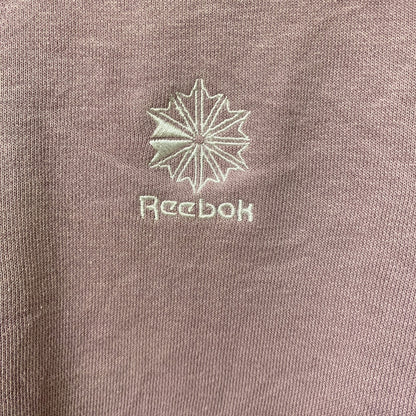 古着 used　Reebok　長袖プリントロゴデザインスウェット　トレーナー　クルーネック　ピンク　白　紫　トライカラー　Lサイズ