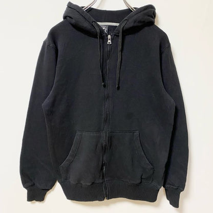 古着 used　STARTER　スターター　長袖無地フルジップパーカー　スウェットフーディー　黒　ノームコア　シンプル　Sサイズ