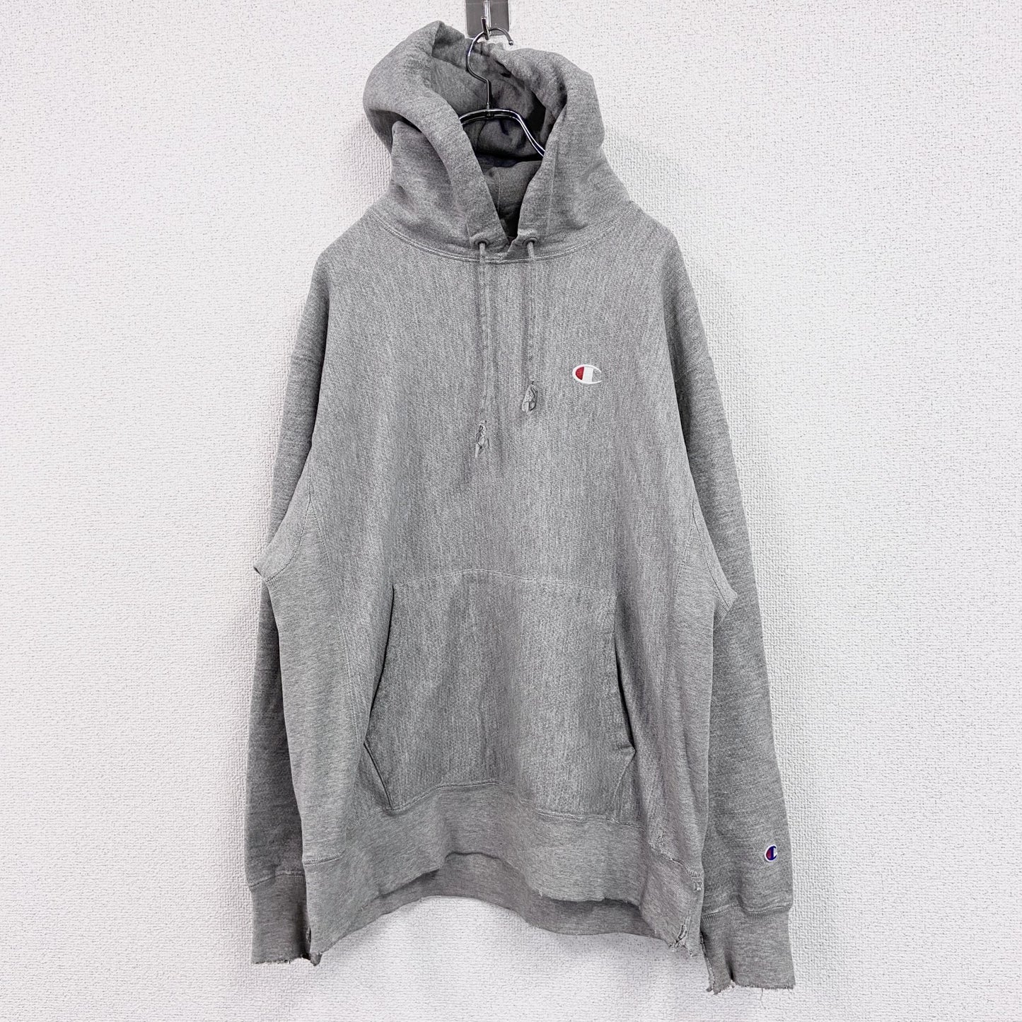 Champion　チャンピオン　リバースウィーブ　スウェットパーカー/フーディー　刺繍ロゴ　霜降りグレー　Lサイズ