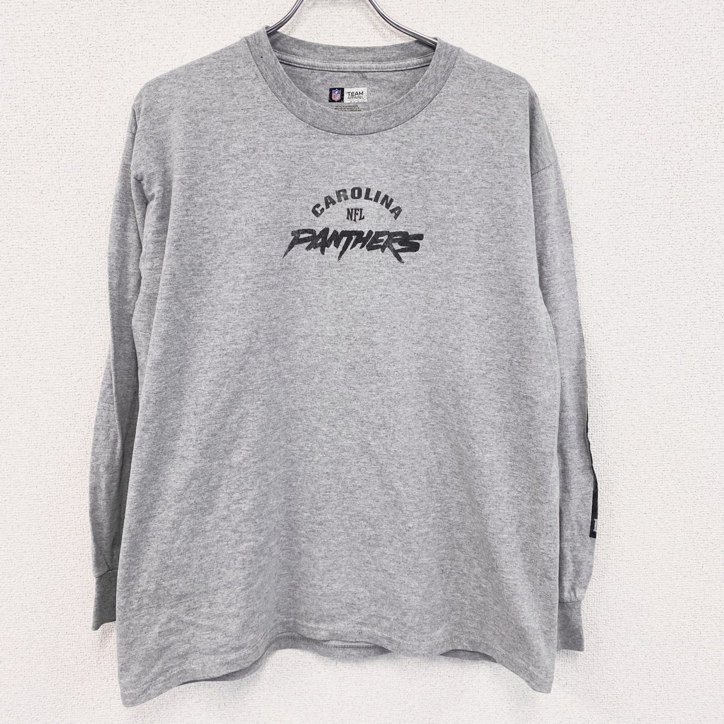 NFL　長袖プリントTシャツ　カロライナパンサーズ　灰色　グレー　Lサイズ